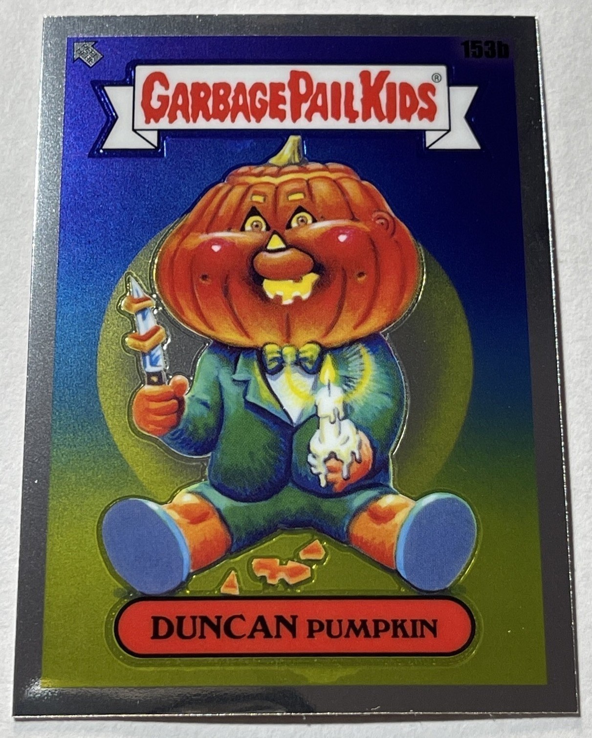 2021 Topps Garbage Pail Kids Sapphire Edition Fuchsia #153b Duncan Pumpkin front