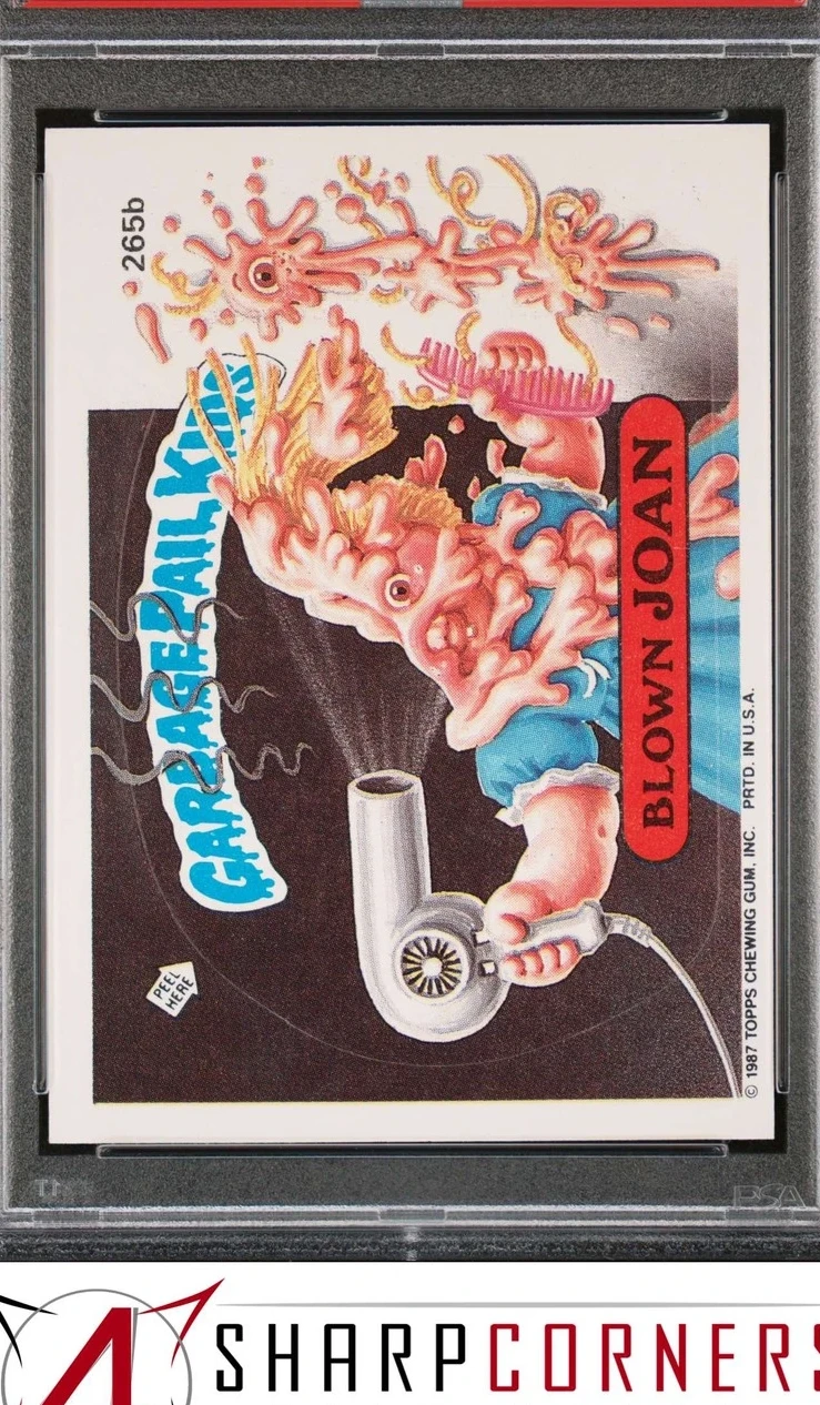 1987 Topps Garbage Pail Kids Stickers "Kids" Banner Back #265b Blown Joan front