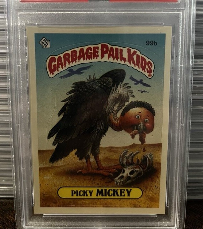 1986 Topps Garbage Pail Kids Stickers-U.K. Minis #99b Picky Mickey front