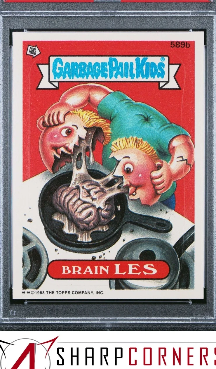 1988 Topps Garbage Pail Kids Series 15 Die-Cut #589b Brain Les front