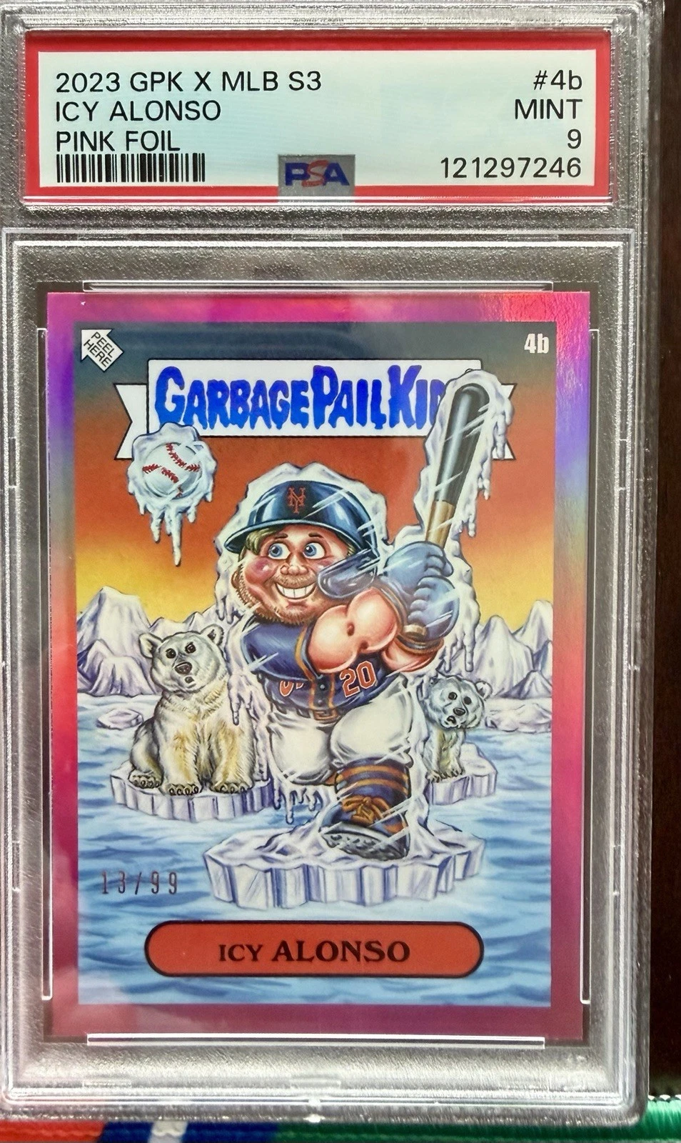 2023 Topps Topps Garbage Pail Kids X Mlb Series 3 Pink Foil #4b Icy Alonso front