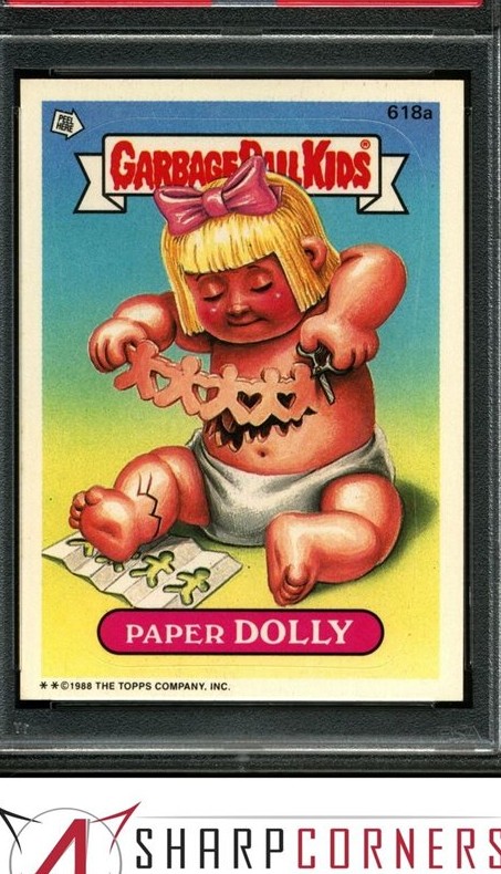 1988 Topps Garbage Pail Kids Series 15 Die-Cut #618a Paper Dolly front