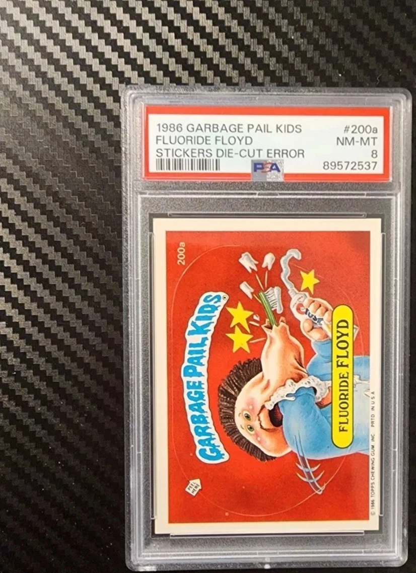 1986 Topps Garbage Pail Kids Stickers Die-Cut Error #200a Fluoride Floyd front