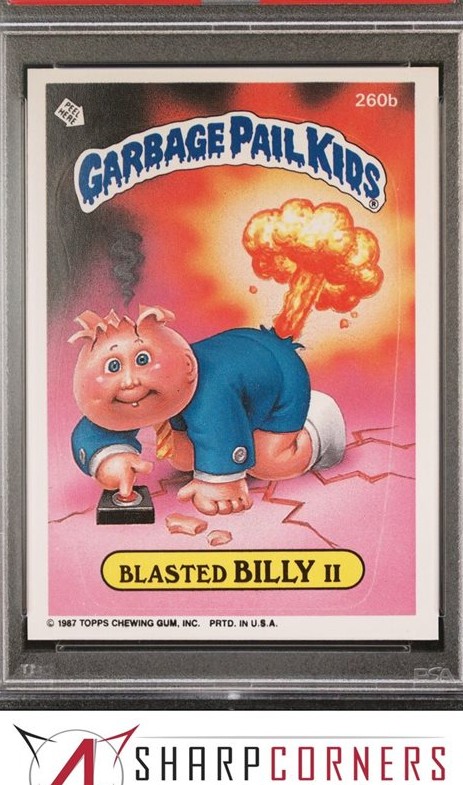 1987 Topps Garbage Pail Kids Stickers Purple Letters #260b Blasted Billy Ii front