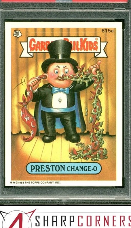 1988 Topps Garbage Pail Kids Series 15 Die-Cut #615a Preston Change-O front