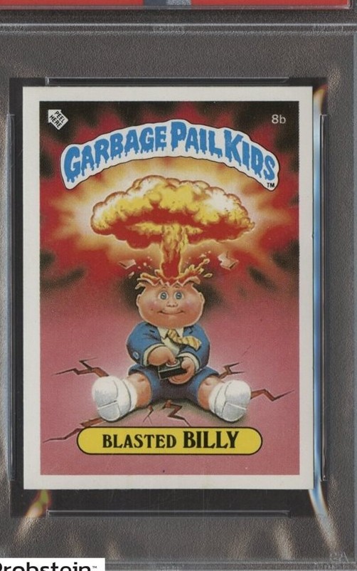 1986 Topps Garbage Pail Kids Stickers-U.K. Minis #8b Blasted Billy front