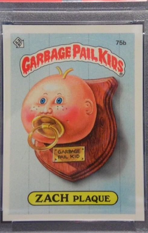 1985 Topps Garbage Pail Kids Series 2 Glossy #75b Zach Plaque front