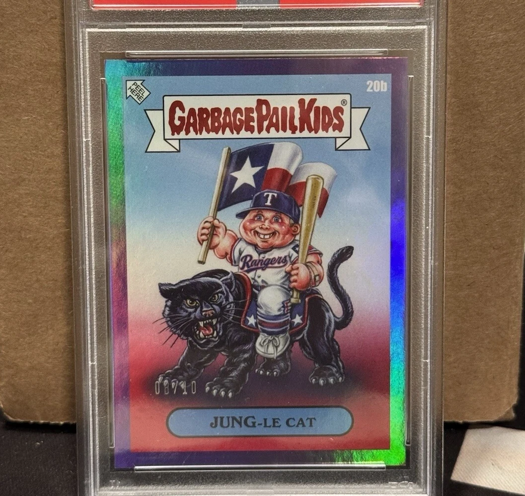 2023 Topps Topps Garbage Pail Kids X Mlb Series 3 Purple Foil #20b Jung-Le Cat front