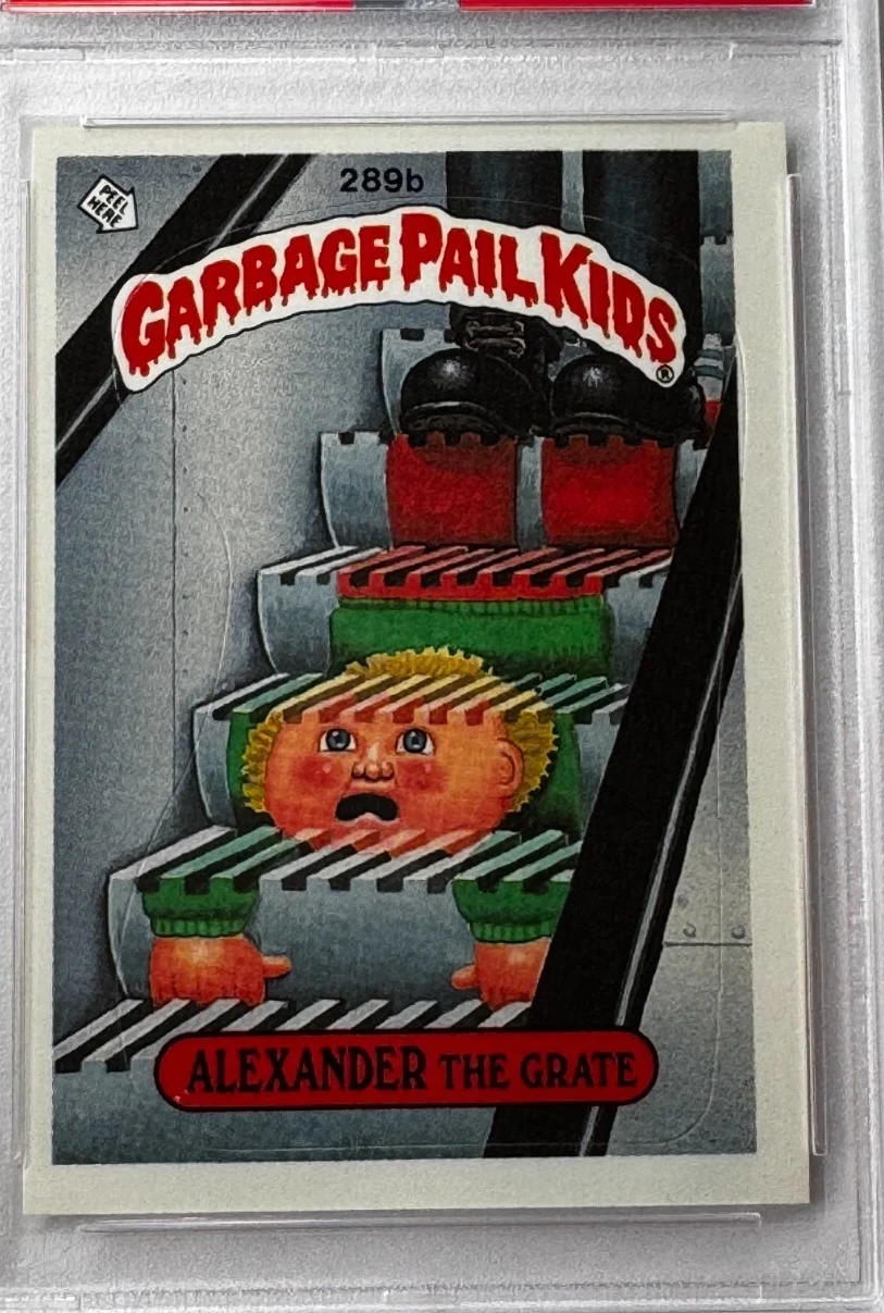1987 Topps Garbage Pail Kids Series 7 Black Card Number #289b Alexander The Grate front