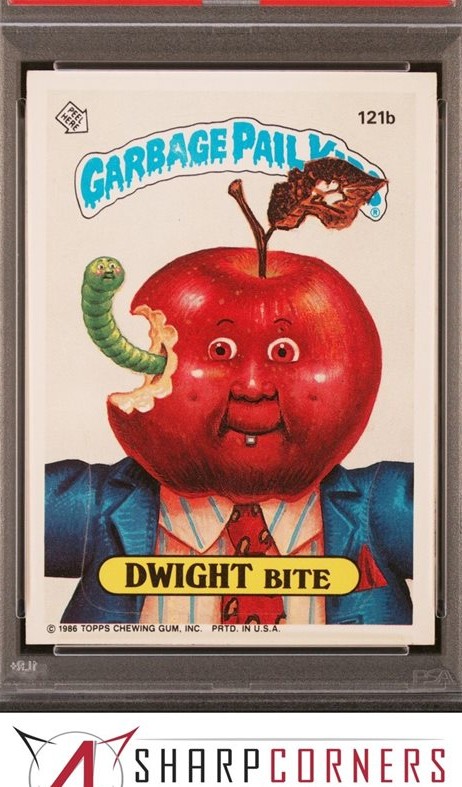 1986 Topps Garbage Pail Kids Stickers With Copyright #121b Dwight Bite front