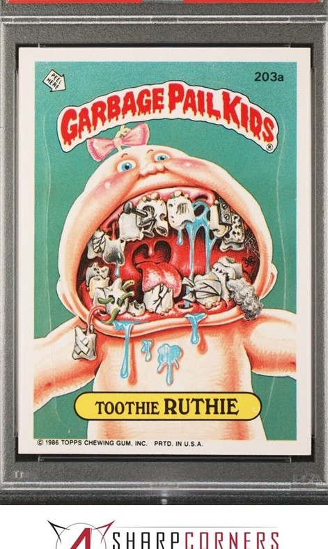 1986 Topps Garbage Pail Kids Stickers #203a Toothie Ruthie front