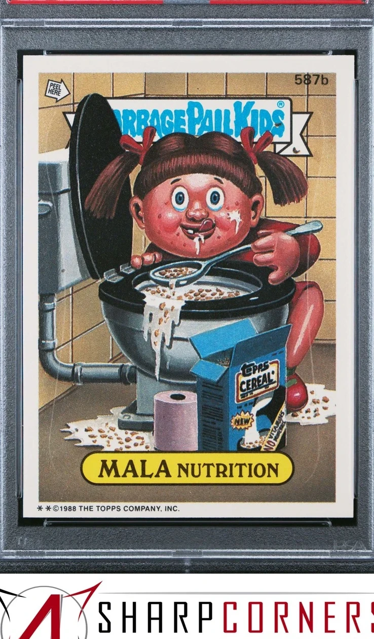 1988 Topps Garbage Pail Kids Stickers Die-Cut #587b Mala Nutrition front