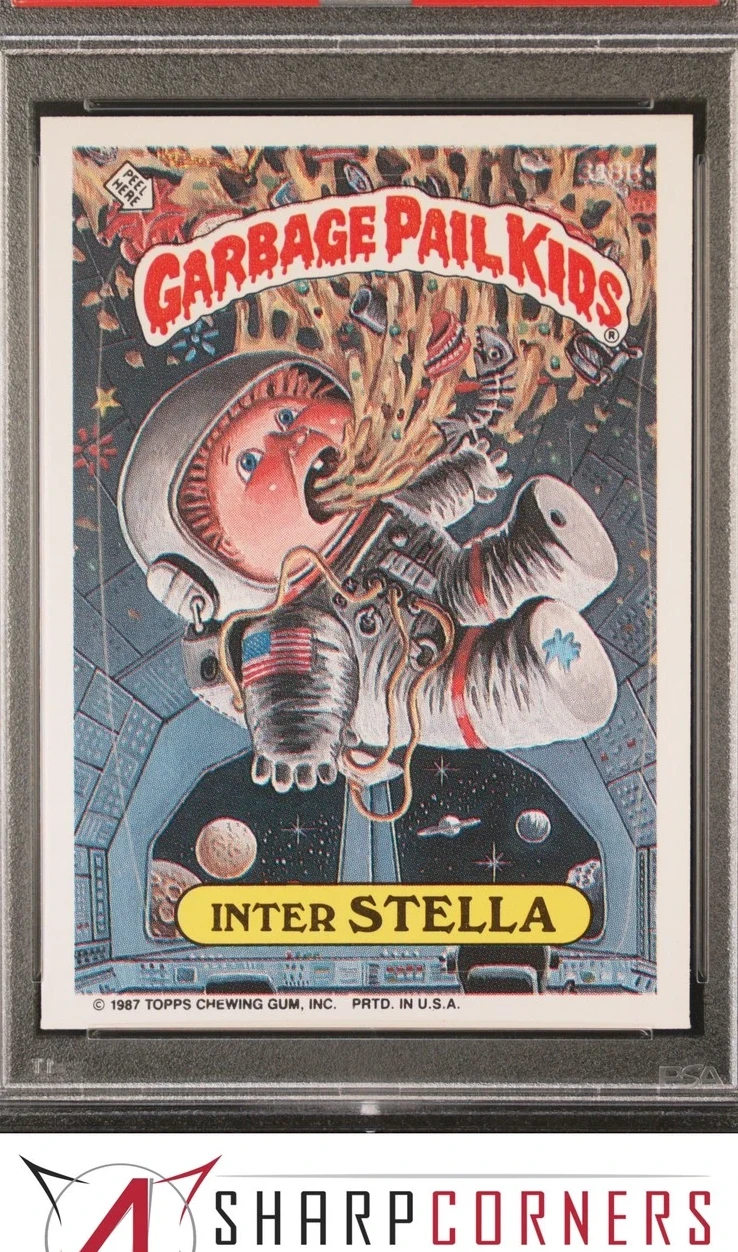 1987 Topps Garbage Pail Kids Stickers "Kids" Banner Back #318B Inter Stella front