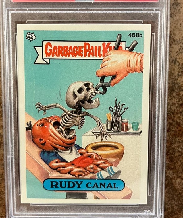 1987 Topps Garbage Pail Kids Series 11 No Green Bar #458b Rudy Canal front