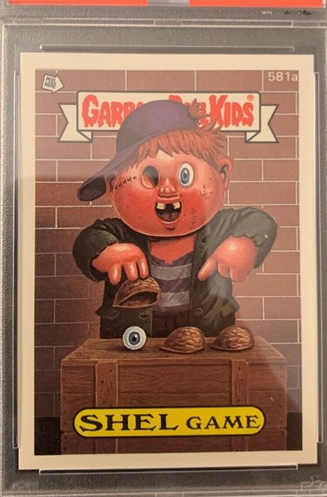 1988 Topps Garbage Pail Kids Series 15 Checklist #581a Shel Game front