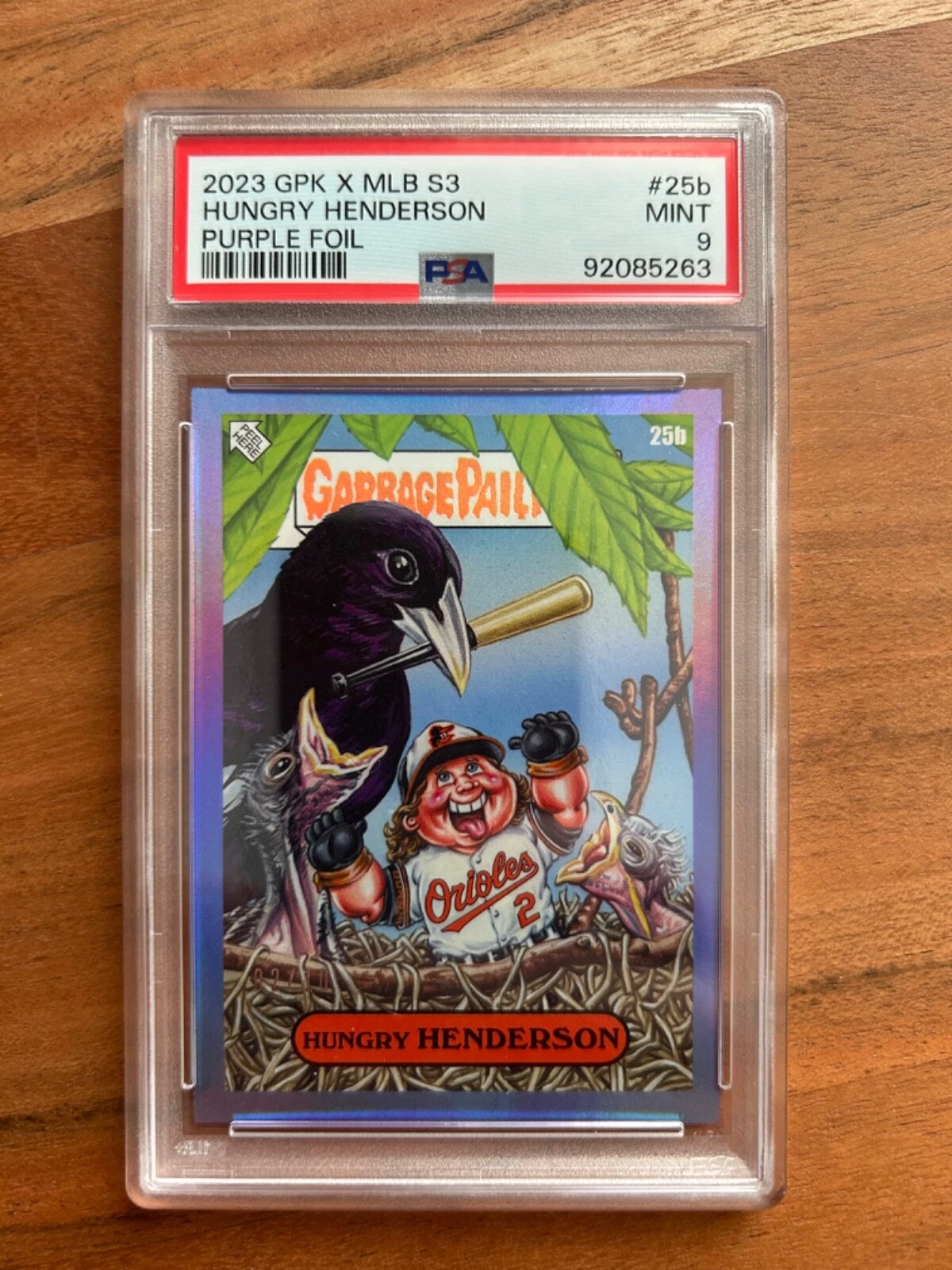 2023 Topps Topps Garbage Pail Kids X Mlb Series 3 Purple Foil #25b Hungry Henderson front