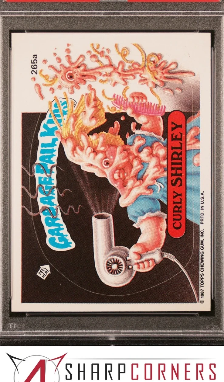 1987 Topps Garbage Pail Kids Stickers Bottom Of Banner Back #265a Curly Shirley front