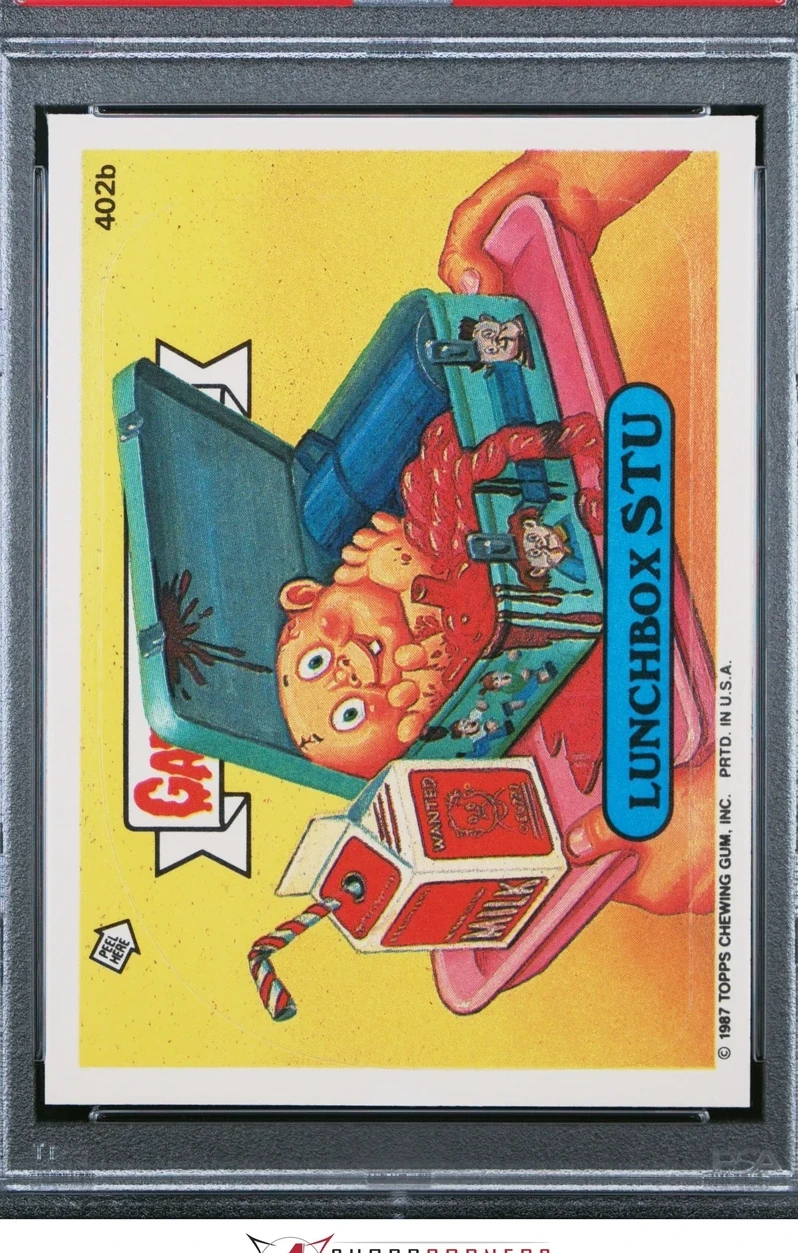 1987 Topps Garbage Pail Kids Series 10 Die-Cut Error #402b Lunchbox Stu front