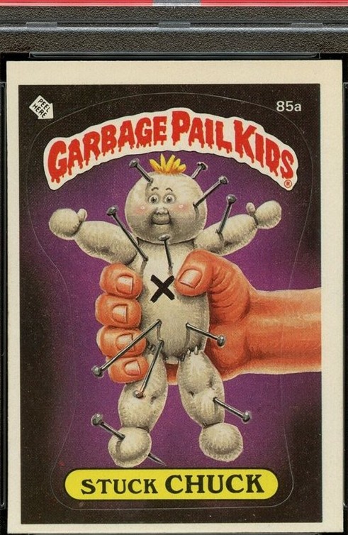 1986 Topps Garbage Pail Kids Stickers #85a Stuck Chuck front