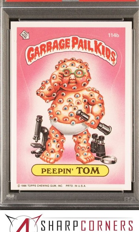 1986 Topps Garbage Pail Kids Stickers With Copyright #114b Peepin' Tom front