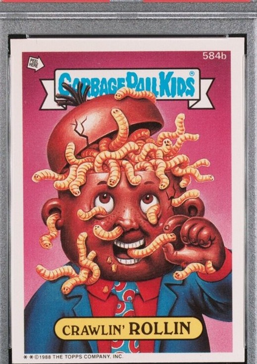 1988 Topps Garbage Pail Kids Series 15 Puzzle Piece Back #584b Crawlin' Rollin front
