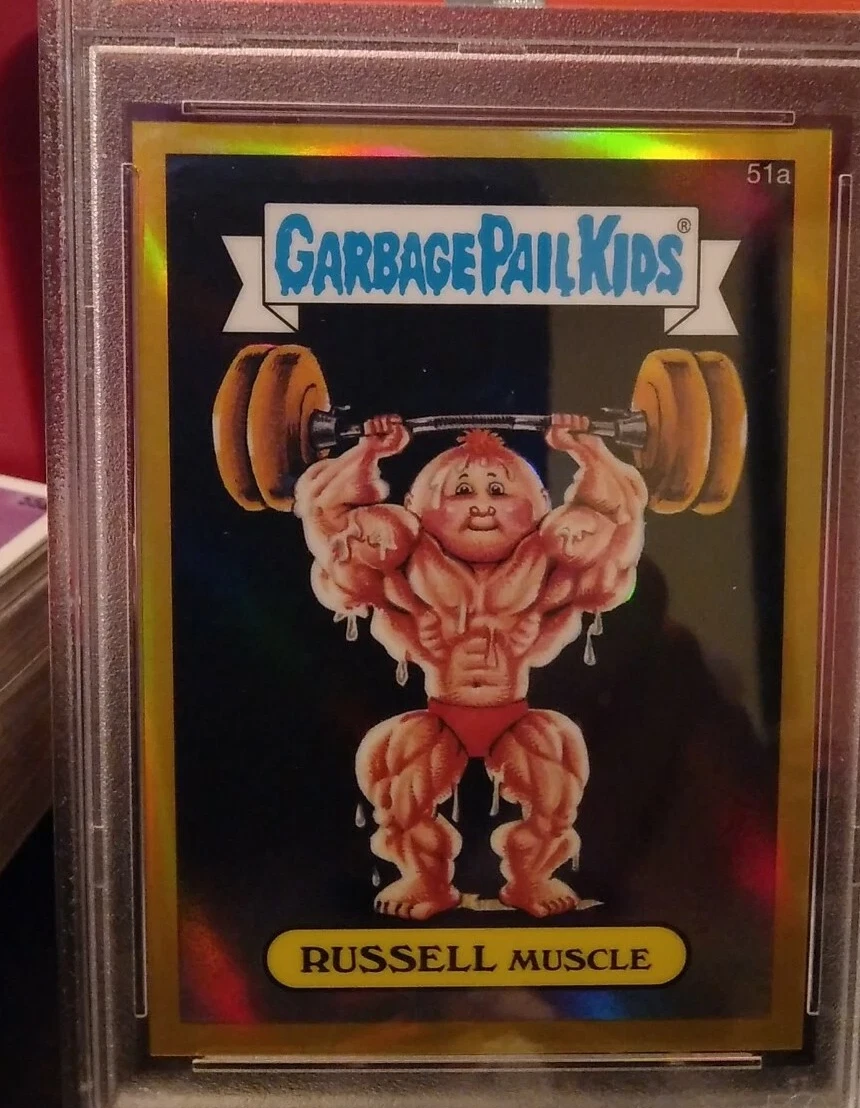 2014 Topps Garbage Pail Kids Chrome Series 2 Gold Refractor #51A Russell Muscle front