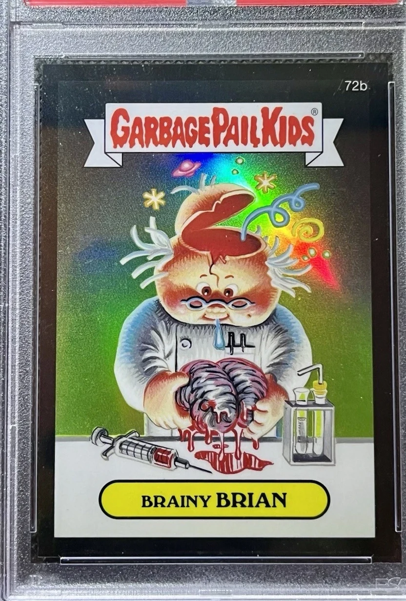 2014 Topps Garbage Pail Kids Chrome Series 2 Black Refractor #72B Brainy Brian front