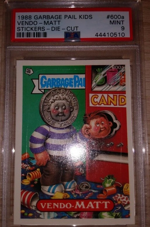 1988 Topps Garbage Pail Kids Series 15 Die-Cut #600a Vendo-Matt front