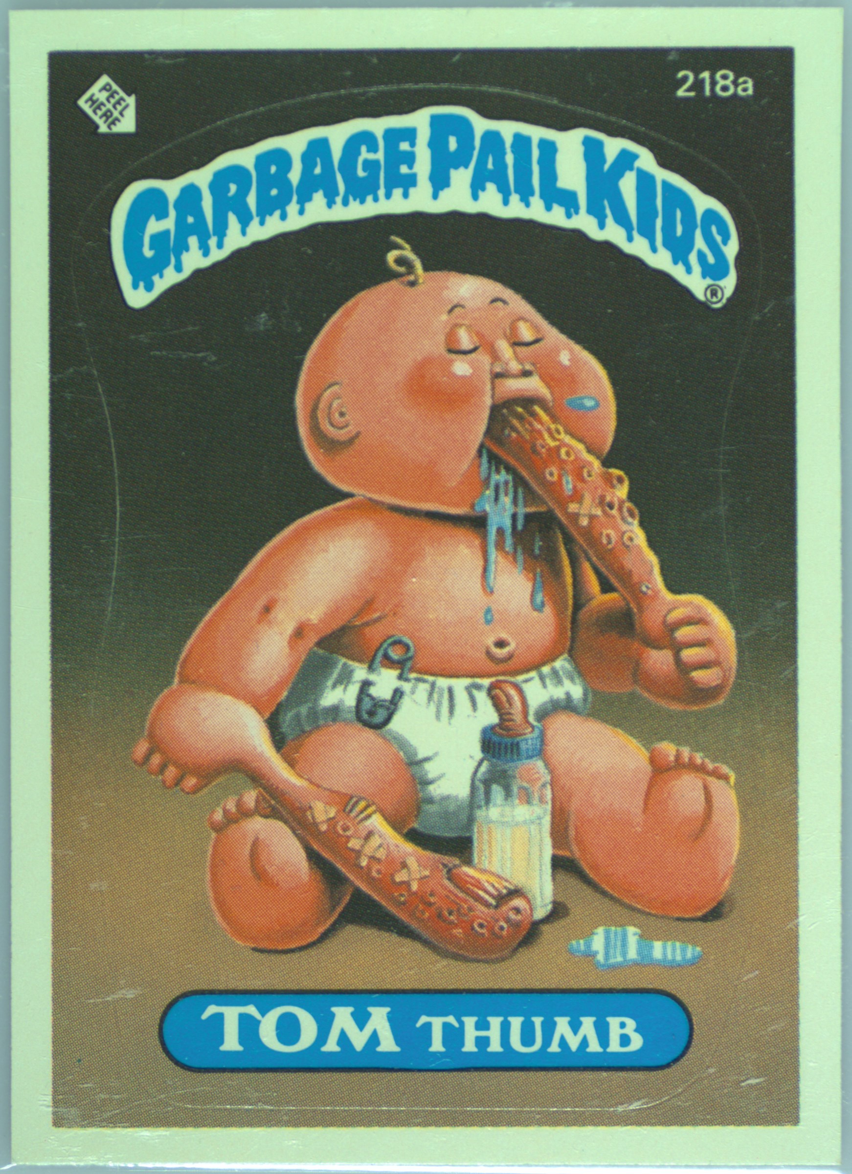 1986 Topps Garbage Pail Kids Series 6 #218a Tom Thumb front