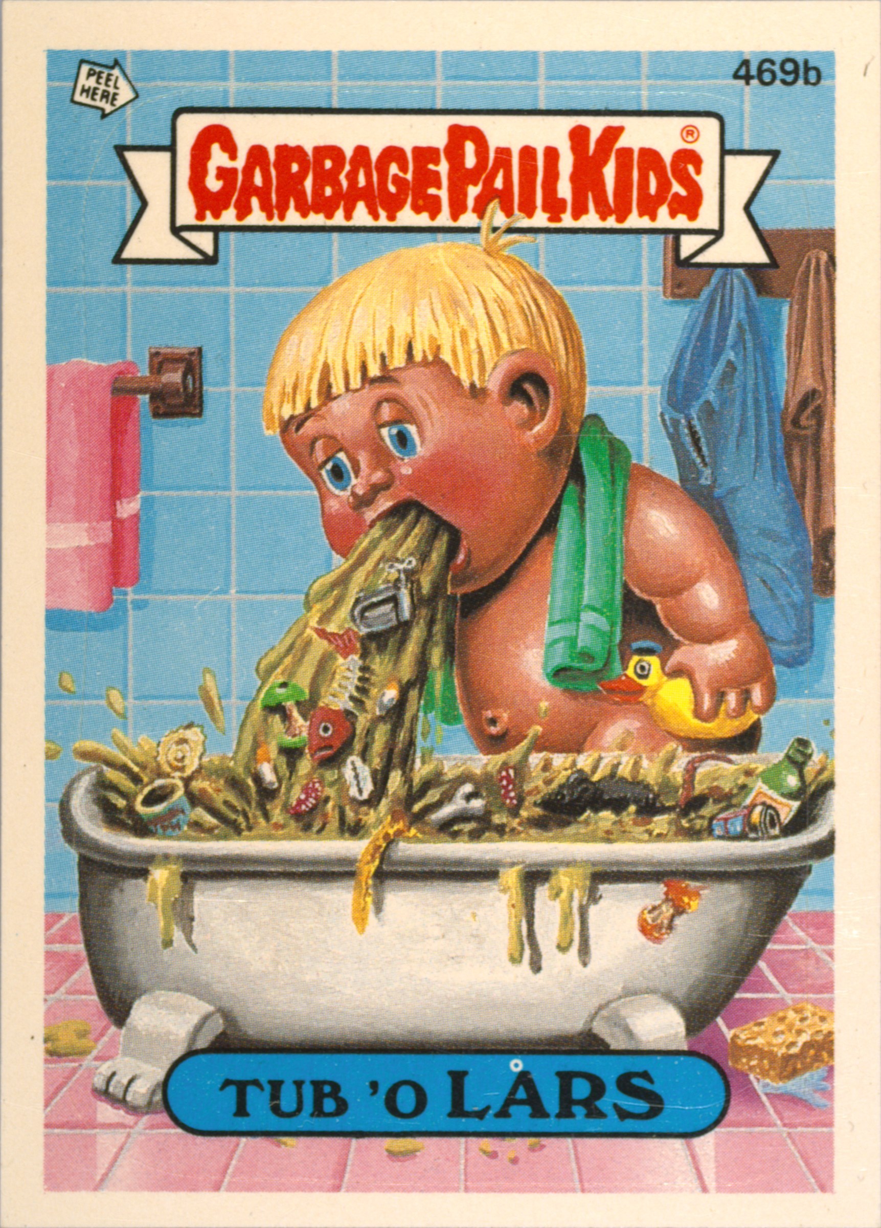 1988 Topps Garbage Pail Kids Series 12 Checklist #469b Tub 'O Lars front