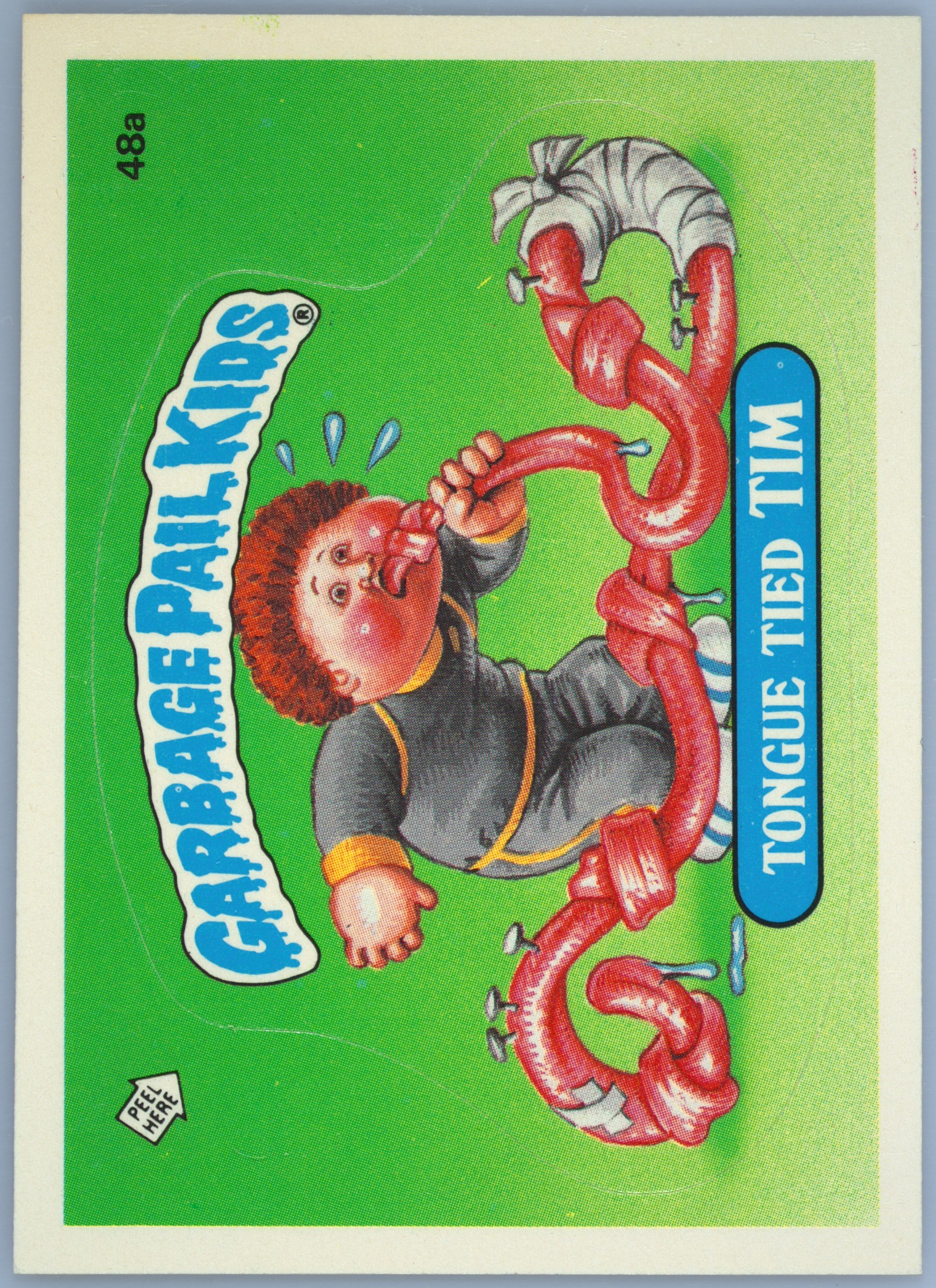 1985 Topps Garbage Pail Kids Series 2 Glossy #48a Tongue Tied Tim front