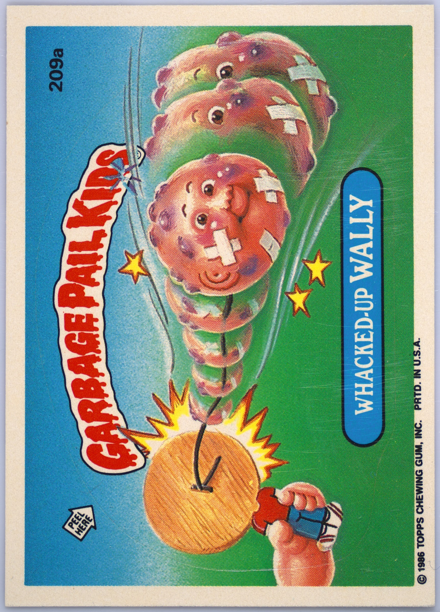 1986 Topps Garbage Pail Kids Series 6 #209a Whacked-Up Wally front