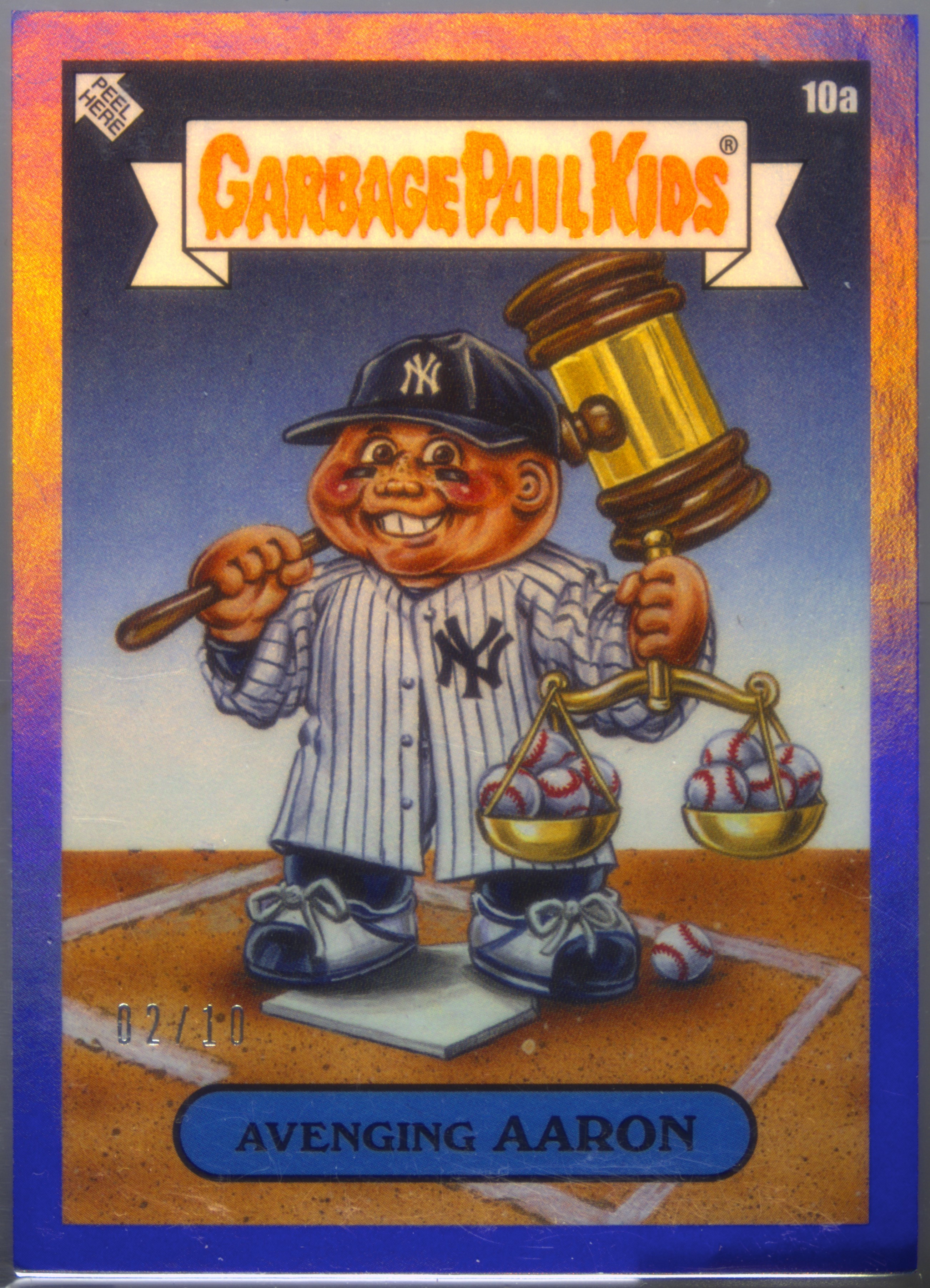 2023 Topps Topps Garbage Pail Kids X Mlb Series 3 Purple Foil #10a Avenging Aaron front