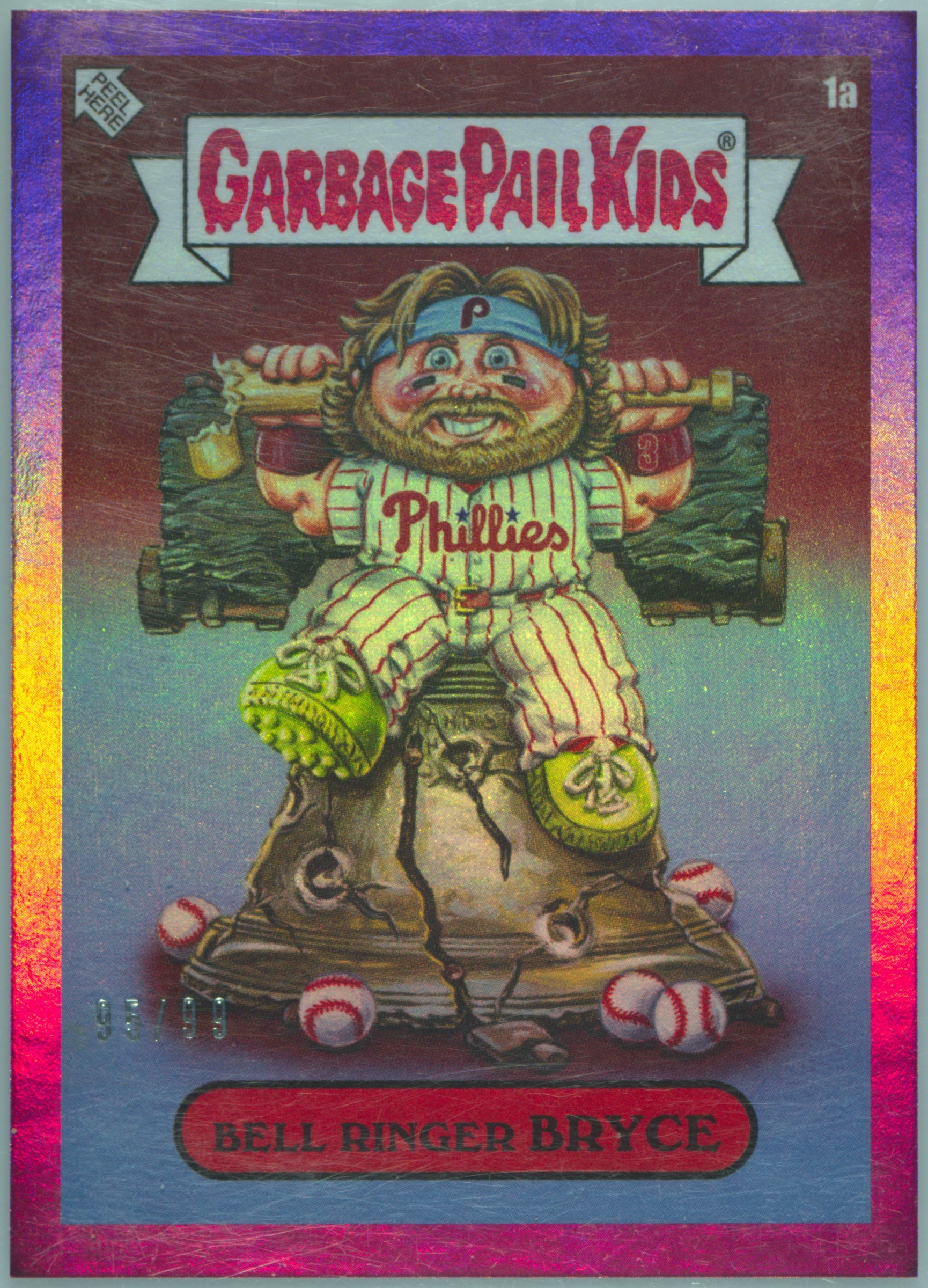 2023 Topps Topps Garbage Pail Kids X Mlb Series 3 Pink Foil #1a Bell Ringer Bryce front