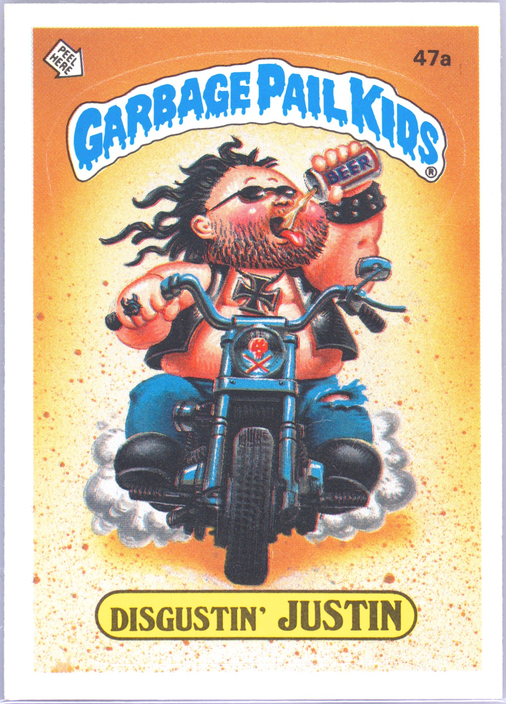 1985 Topps Garbage Pail Kids Series 2 Checklist #47a Disgustin' Justin front